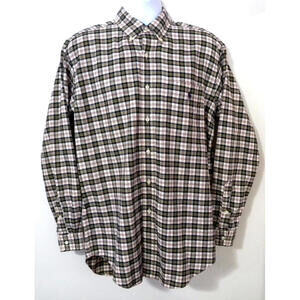 Ralph Lauren Mens Blaire Fit Plaid Long Sleeve Button Down Shirt Black & White M